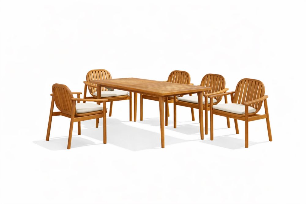 Ensemble de salle à manger en bois massif avec 5 chaises