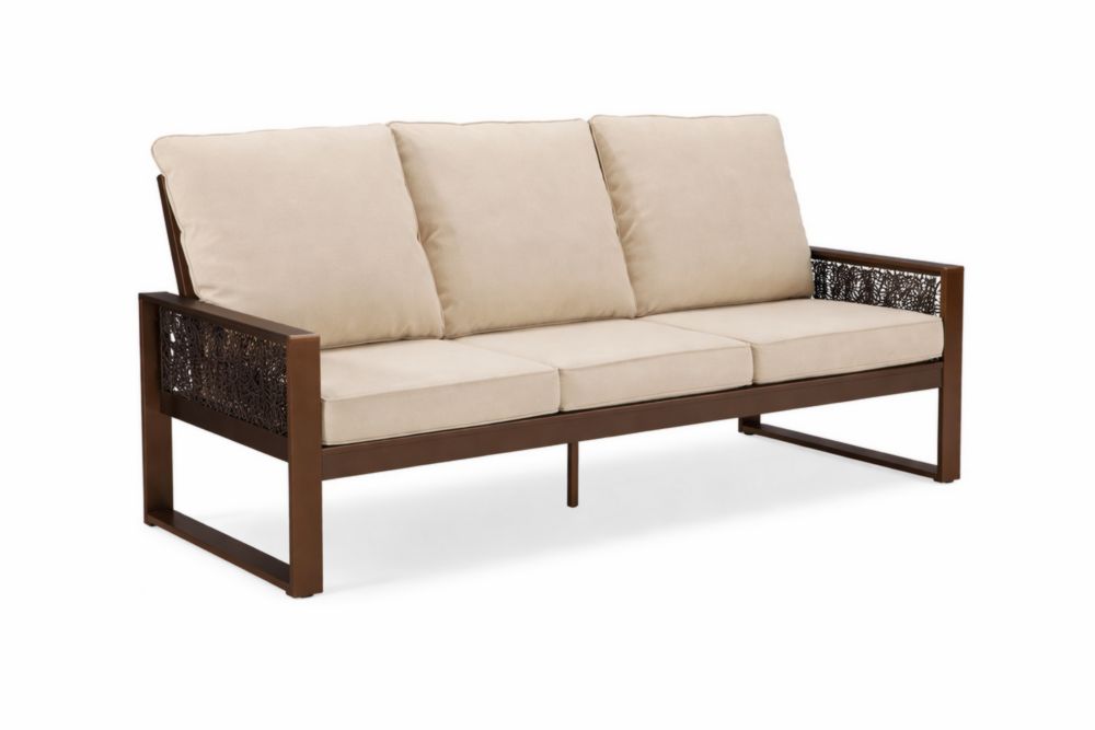 Canapé 3 places en acier et polyester Beige