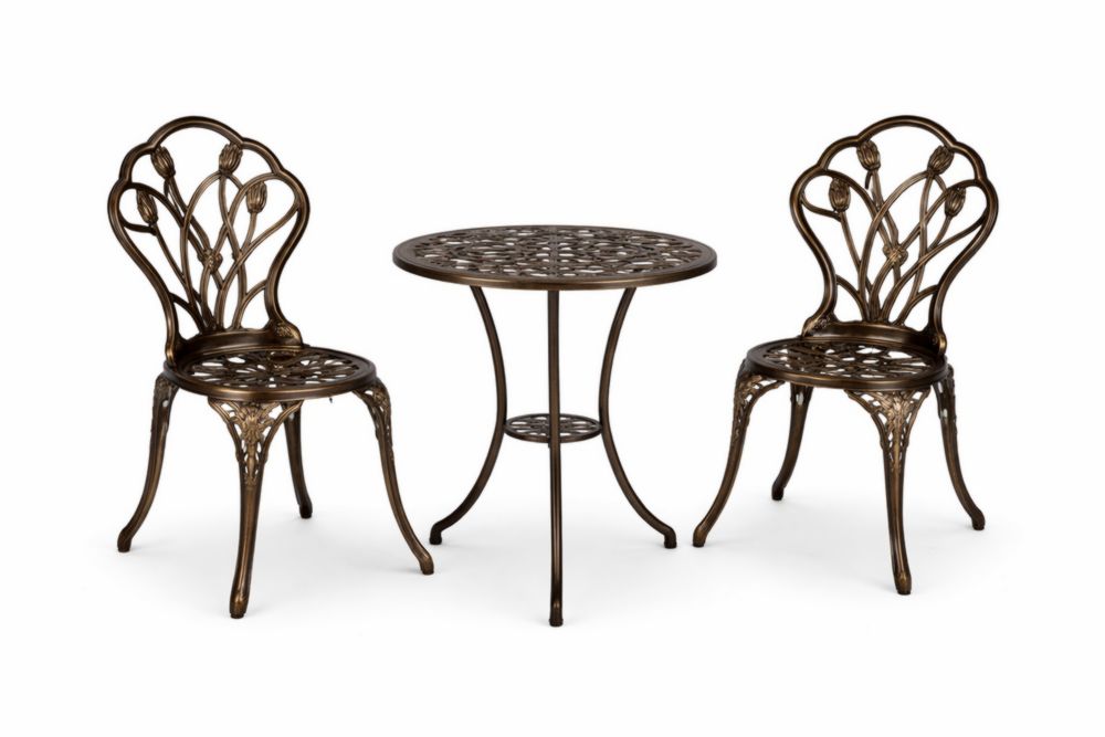 Ensemble de mobilier de jardin en aluminium bronze avec table ronde