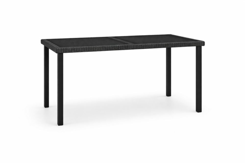 Table en osier synthétique et acier noire 150x90x75 cm