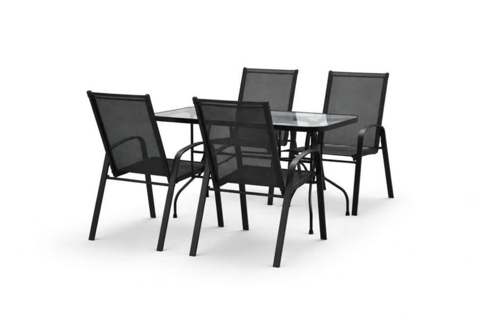 Ensemble de jardin en verre et Acier inoxydable noir