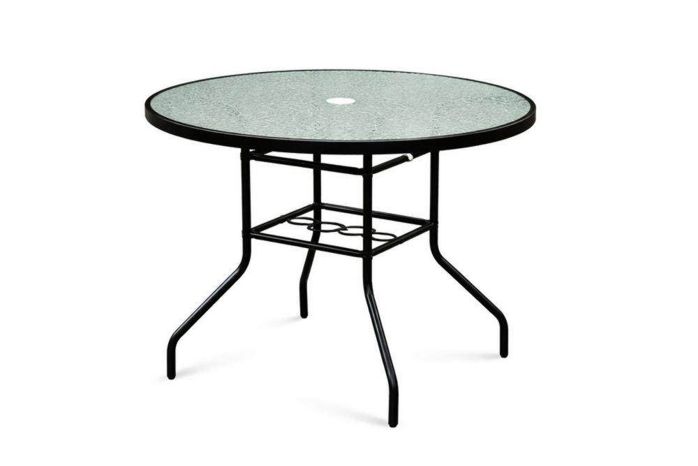 Table de jardin en verre trempé et acier Noir