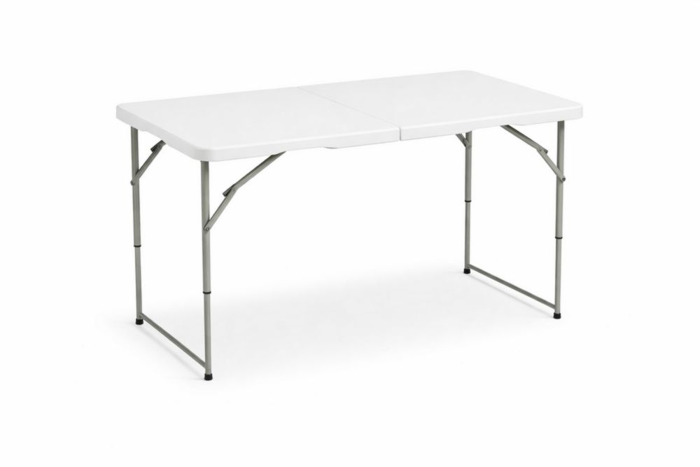 Table pliante rectangulaire en polyéthylène et acier Blanc
