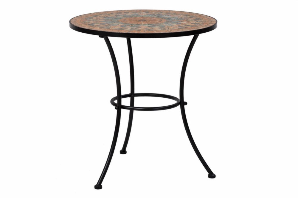 Table Ronde MosaïquePierre et Acier inoxydable Noir