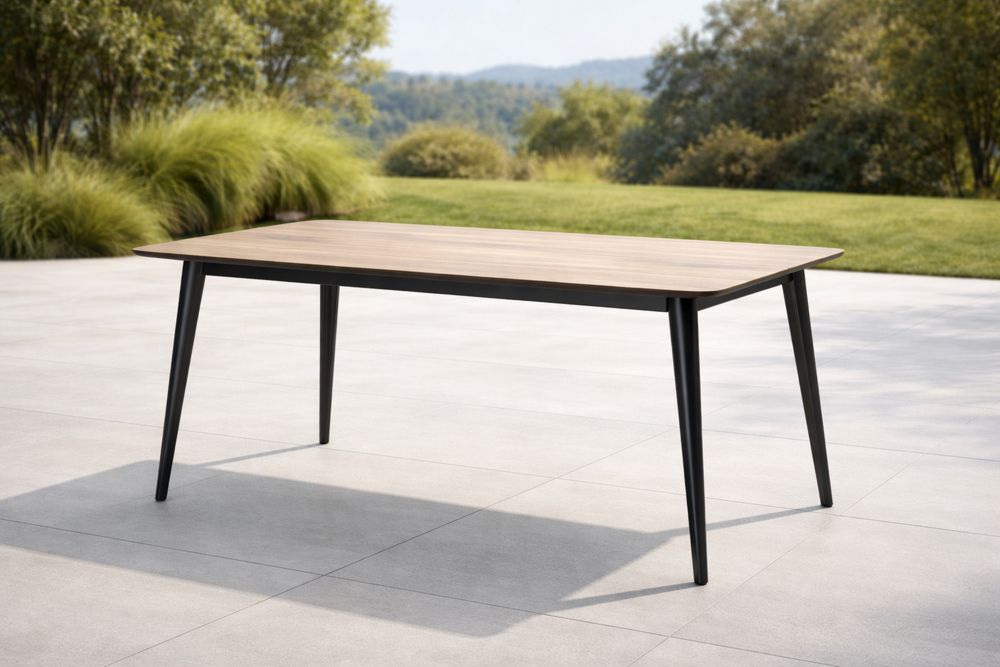 Table rectangulaire d'extérieur en bois et métal 180x90x75 cm