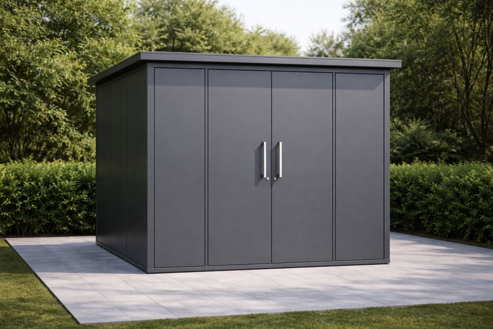 Abri de Jardin en Acier Galvanisé Anthracite 244x244x210cm