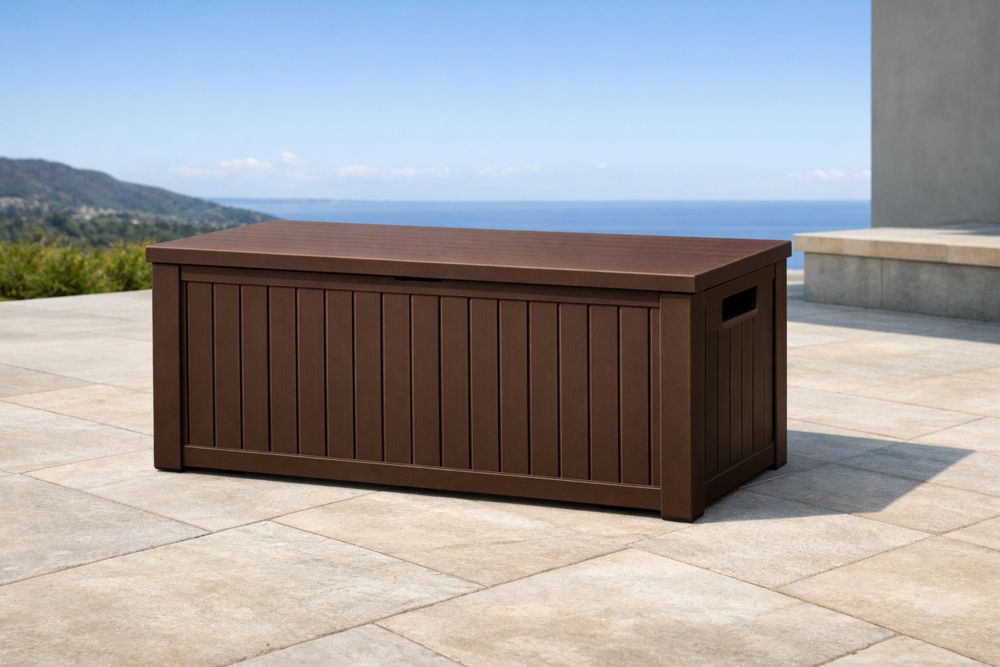 Coffre de Rangement Extérieur en Plastique Marron