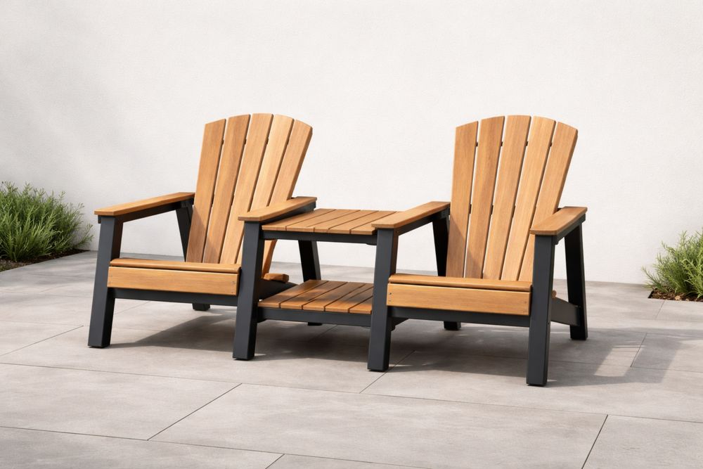 Ensemble de chaises Adirondack en bois et métal 75 cm x 90 cm x 80 cm