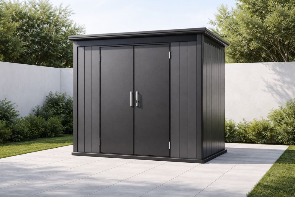 Abri de jardin en acier galvanisé double porte anthracite 4m²