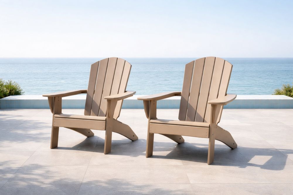 Chaises Adirondack en Polyéthylène Beige, Lot de 2