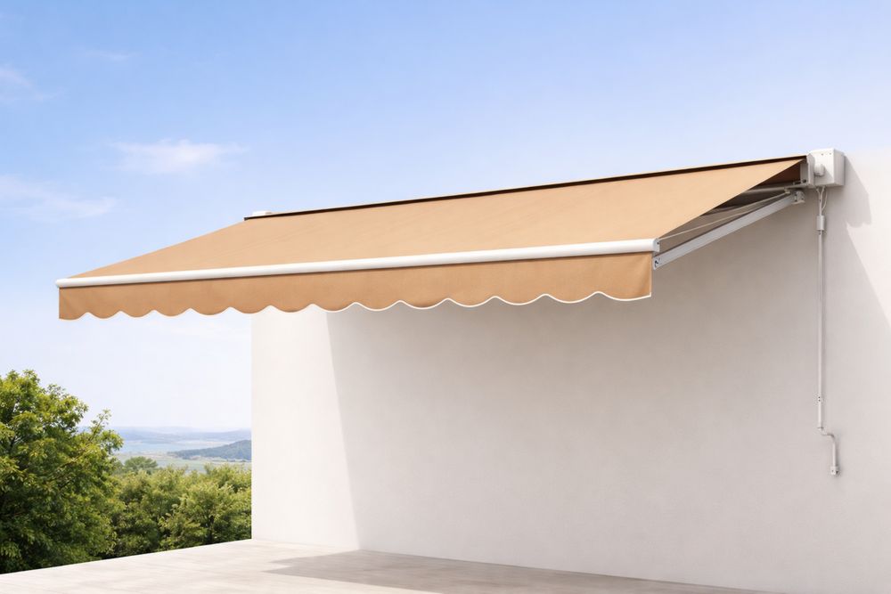 Store Banne en Acrylique Beige avec Structure en Aluminium