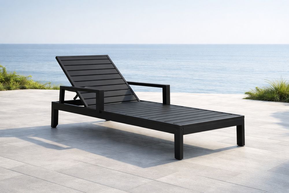 Chaise Longue en Aluminium Noir