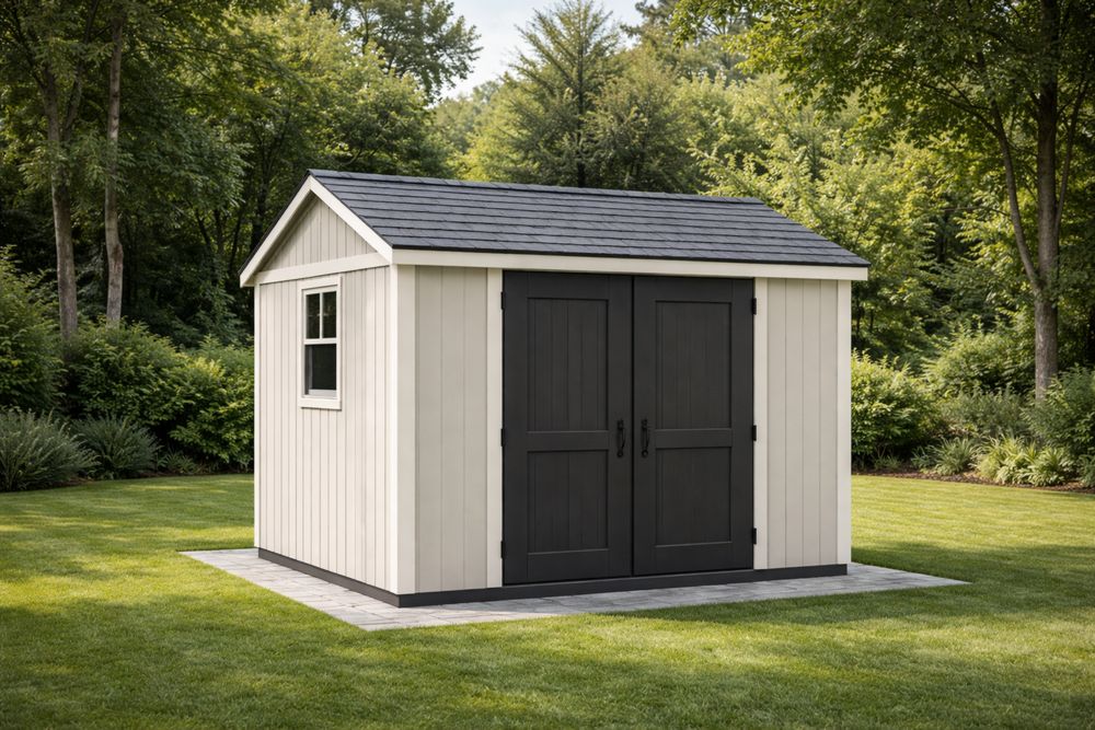 Abri de jardin en bois composite avec toit en résine 300x240×250 cm Beige et Noir