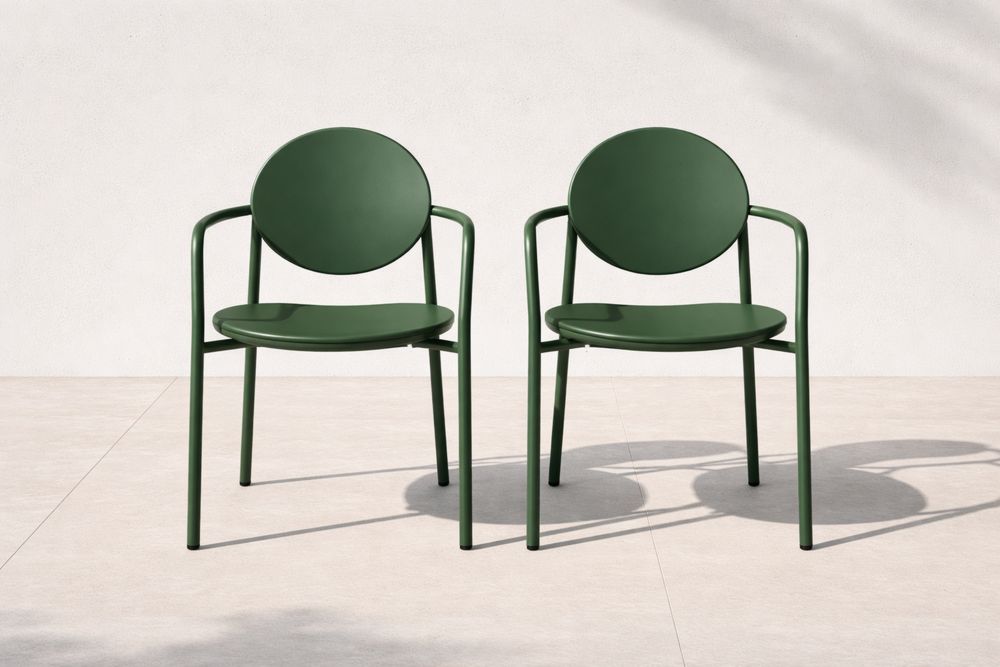 Ensemble de 2 chaises d'extérieur en métal vert