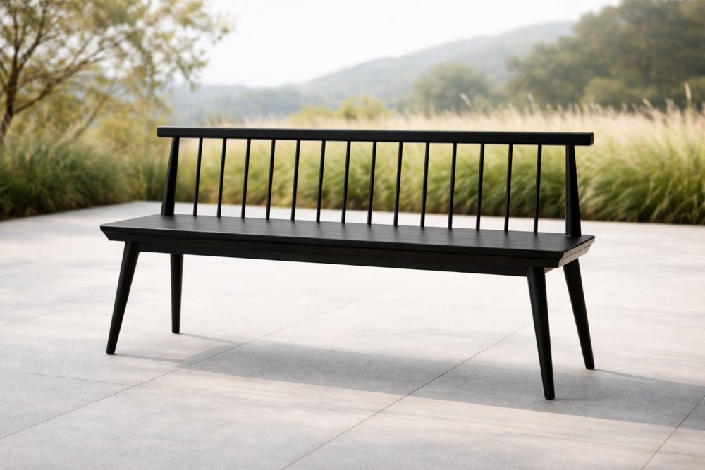 Banc en bois noir