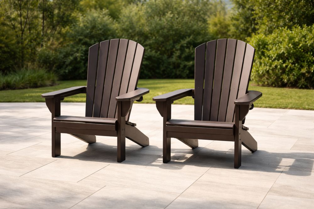 Chaises Adirondack en bois massif marron pour extérieur, set de 2