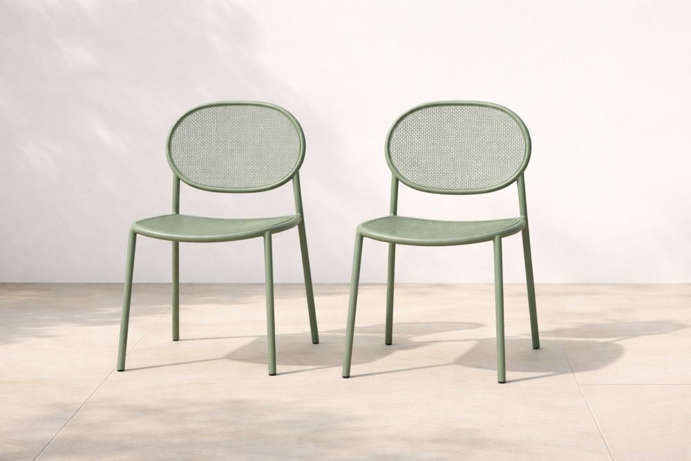 Chaise Empilable en Aluminium et Polyester Vert