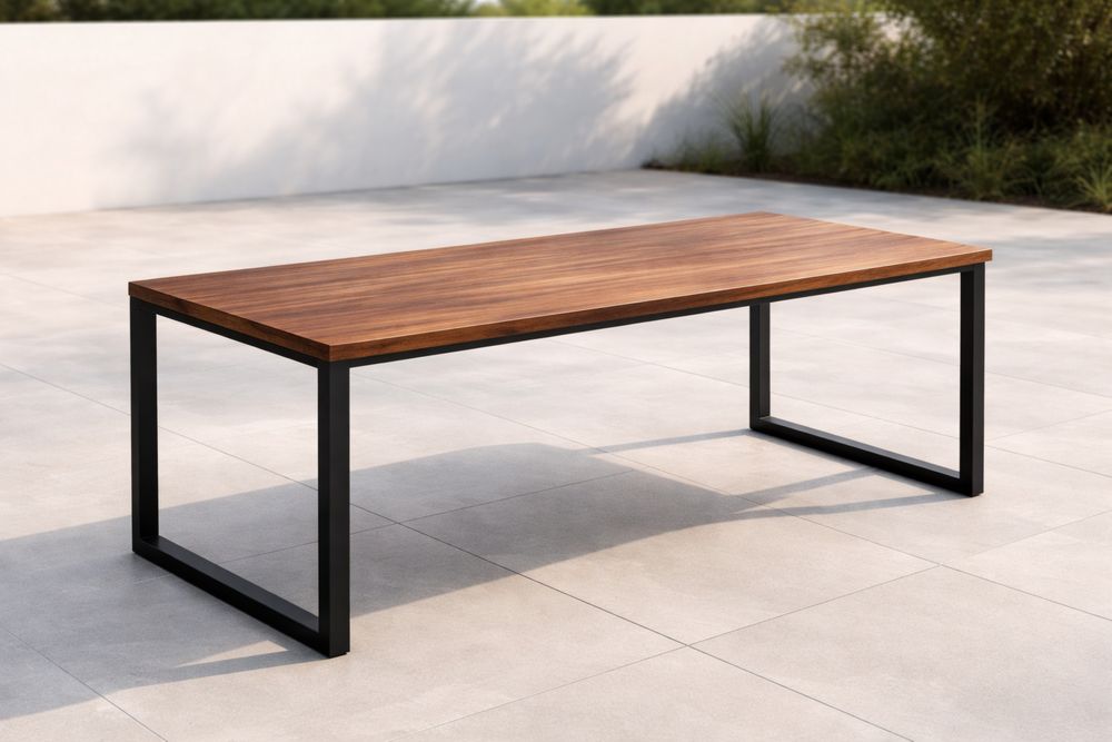 Table rectangulaire en teck et métal