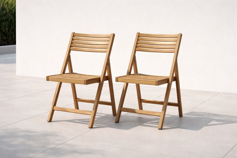 Chaises pliantes en bois d'acacia (ensemble de 2)