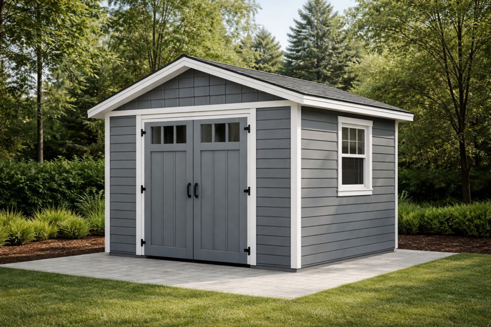Abri de Jardin en Bois Composite Gris Double Porte
