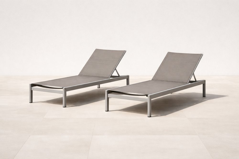 Lot de 2 Chaises Longues Réglables en Aluminium et Textilène Gris