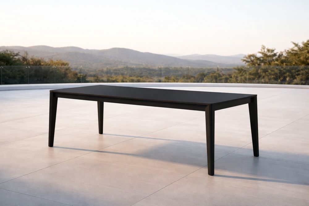 Table rectangulaire en aluminium noir pour extérieur