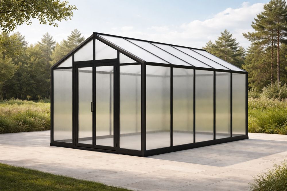 Serre de jardin en aluminium avec panneaux en polycarbonate noir