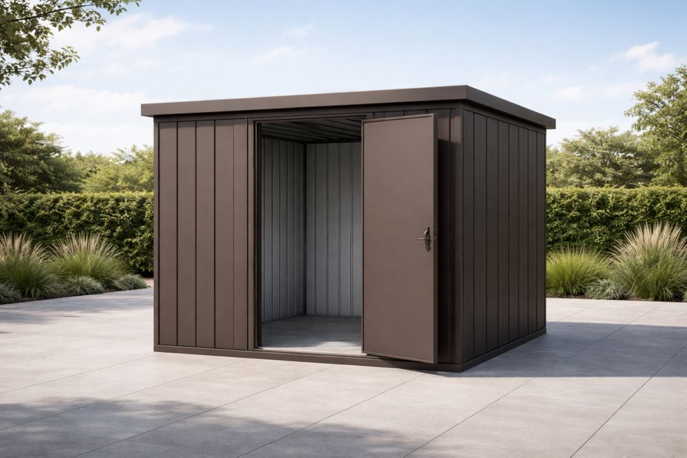 Abri de jardin en métal marron 260x260x210 cm