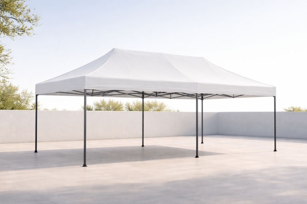 Tente pliante en acier et polyester 6x3×2.5m blanc