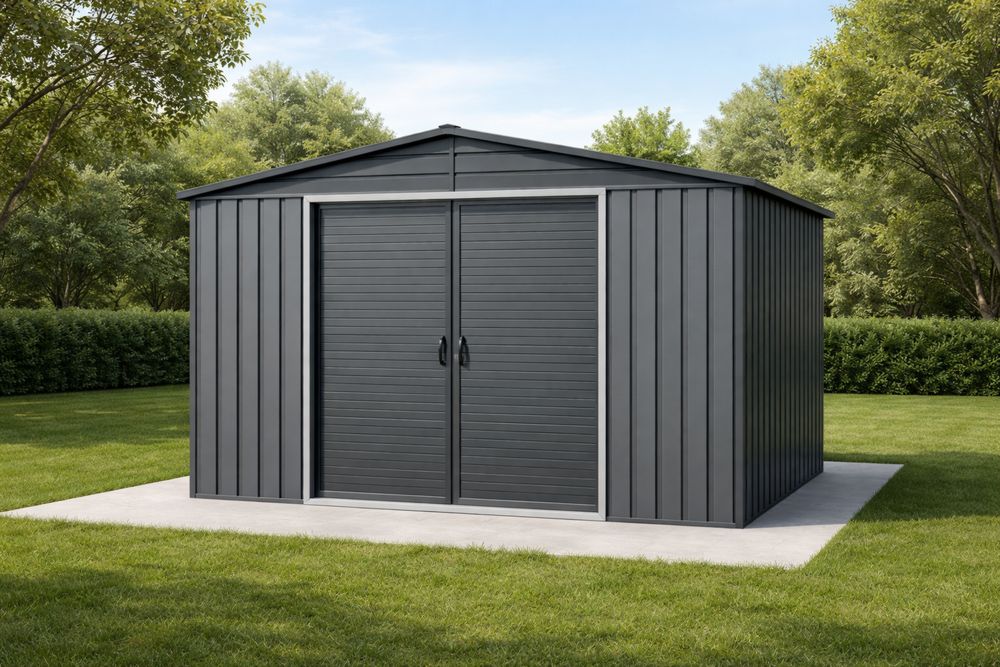 Abri de Jardin en Acier Galvanisé Gris 2,97m x 3,78m x 2,14m