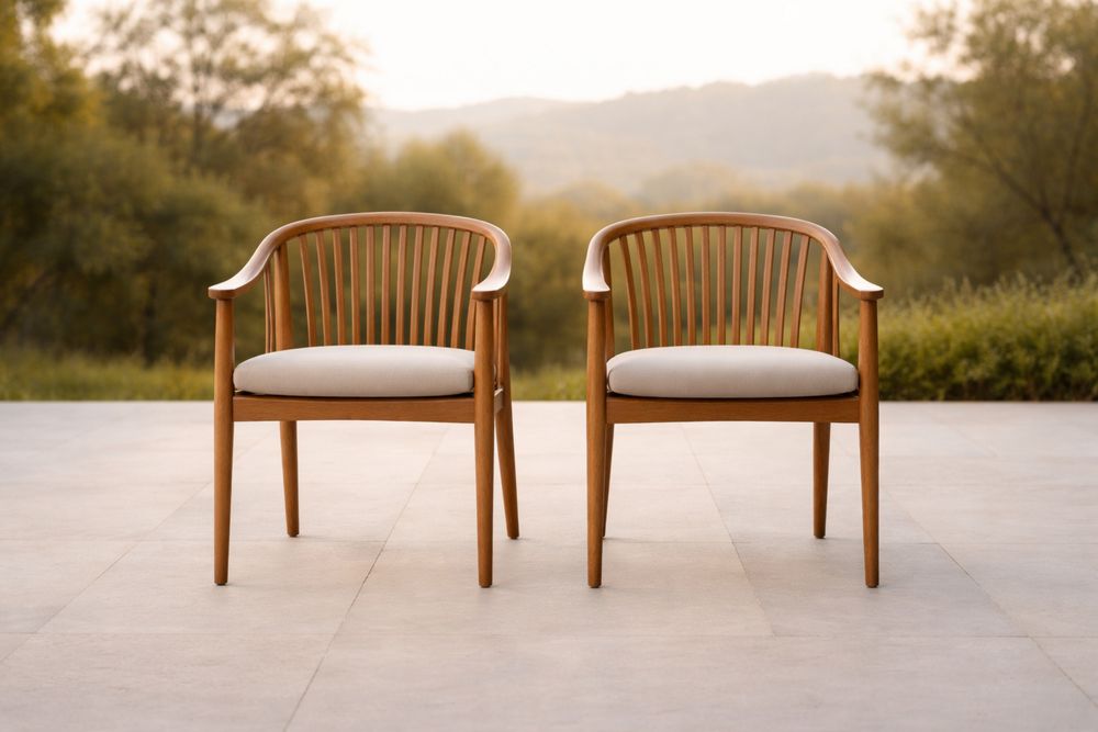 Chaises d'extérieur en bois massif avec assise en tissu 55x50x75cm