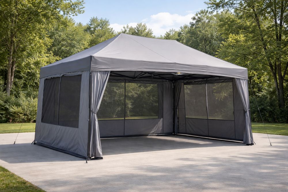 Tente Pliable avec Toit et Moustiquaire 3x3×2.6m en Acier et Polyester