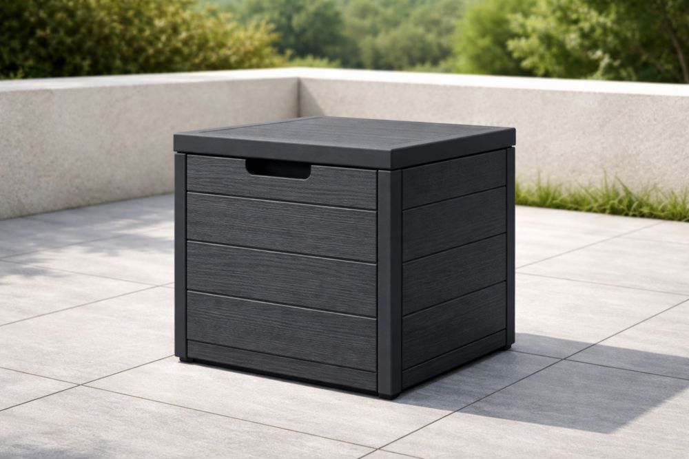 Coffre de rangement en résine anthracite 55x55x55 cm