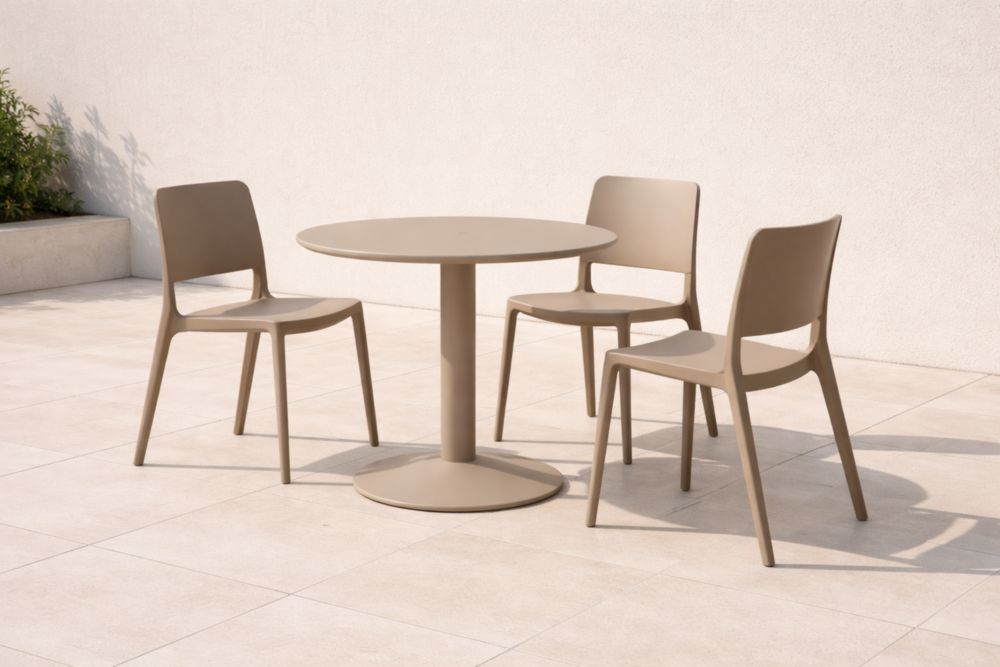 Set mobilier de jardin en plastique beige