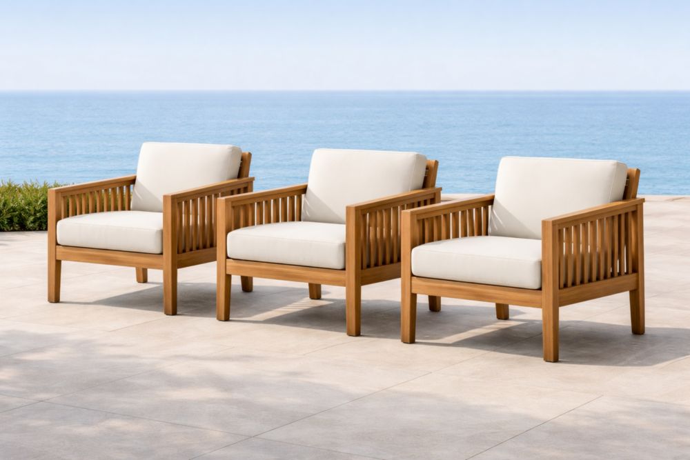 Fauteuil d'extérieur en bois d'acacia 75 cm x 85 cm x 80 cm Blanc