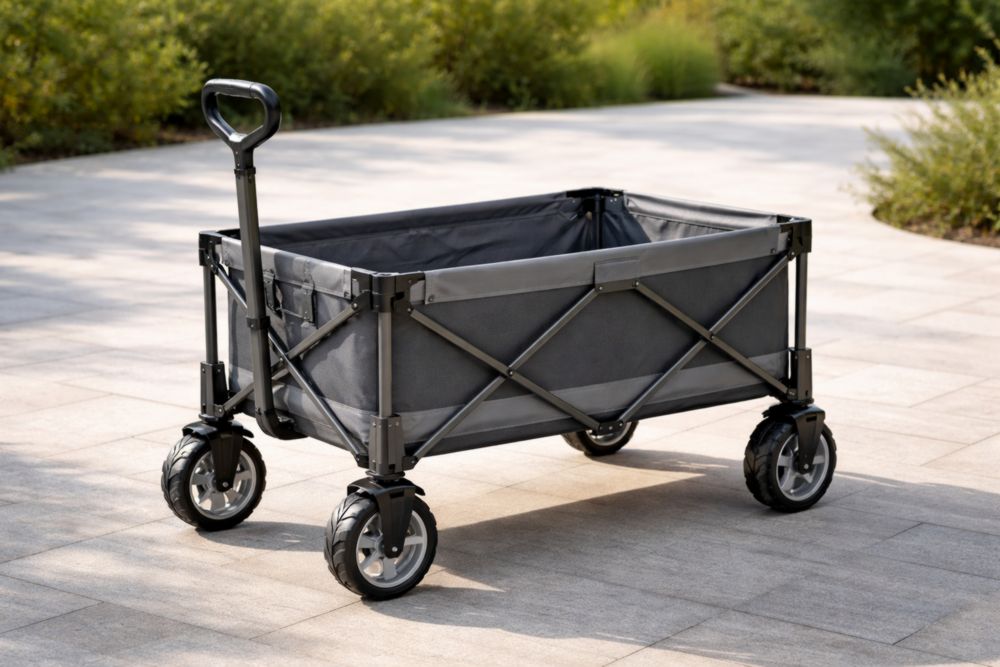 Chariot de Transport Pliant Acier et Polyester Gris