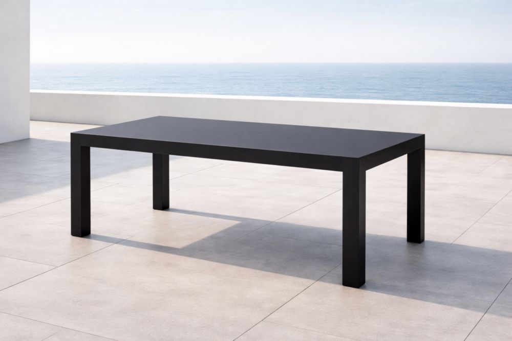 Table en métal noir pour extérieur 200x100x75 cm