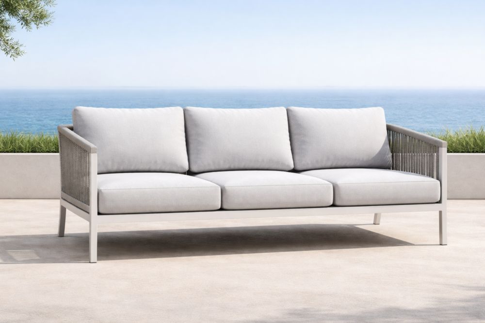 Canapé d'extérieur en aluminium et corde gris