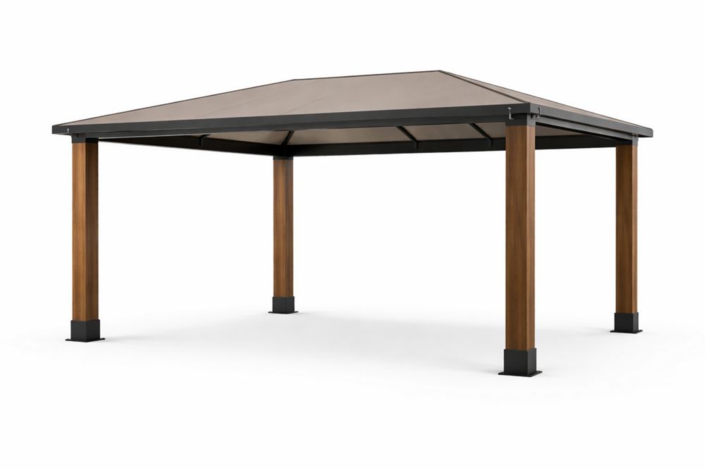 Pavillon rectangulaire en aluminium avec toit en polycarbonate