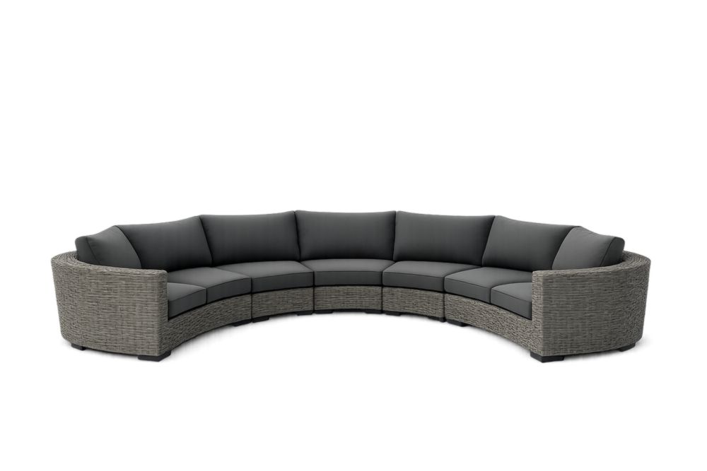 Canapé d'Angle Outdoor en Résine Tressée avec Coussins Gris