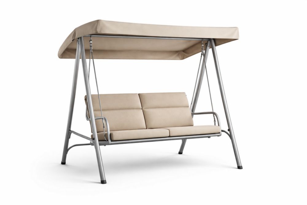 Balancelle de jardin en acier avec toit beige 2 places