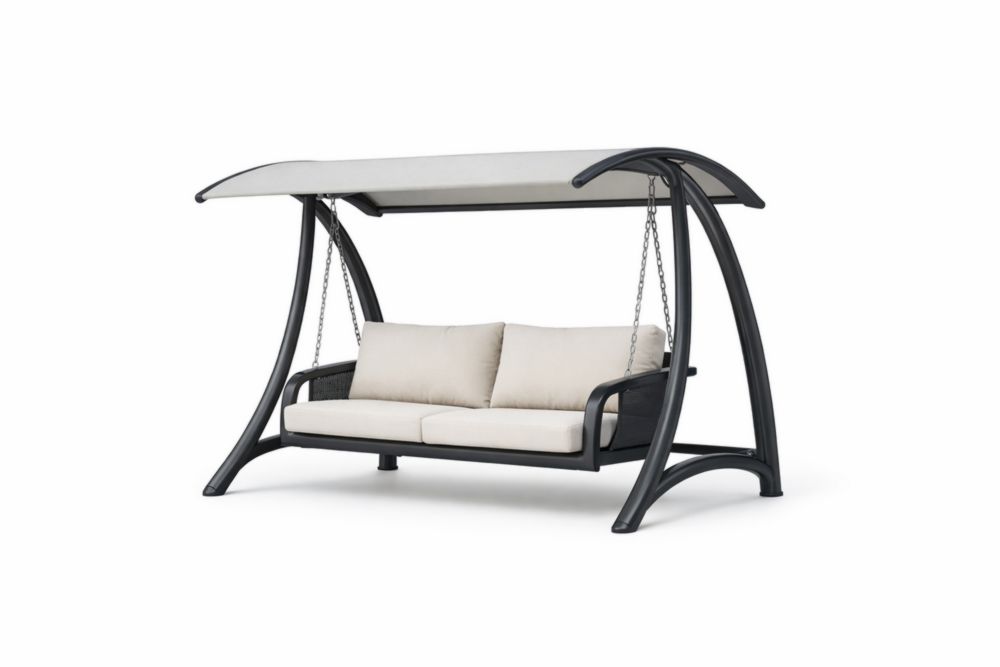 Balancelle de jardin en acier avec coussins beiges