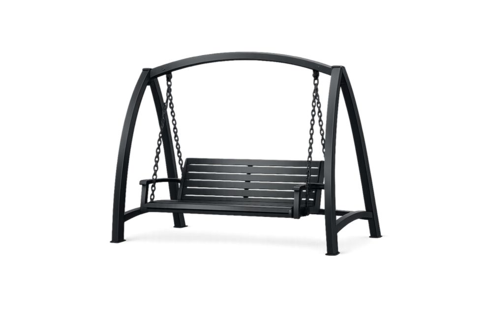 Balancelle en Acier Noir avec Chaînes Rigides