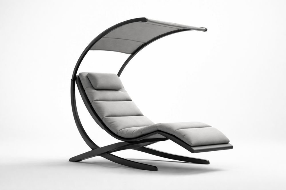 Chaise Longue Extérieure Acier avec Coussin en Polyester Gris