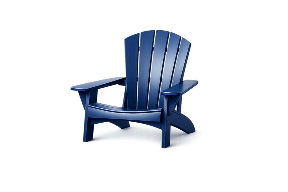 Chaise Adirondack de jardin en plastique recyclé bleu, hauteur 91 cm