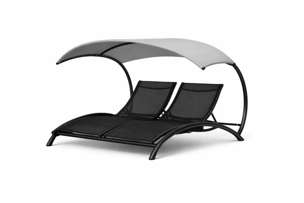 Transat double avec auvent ajustable en acier