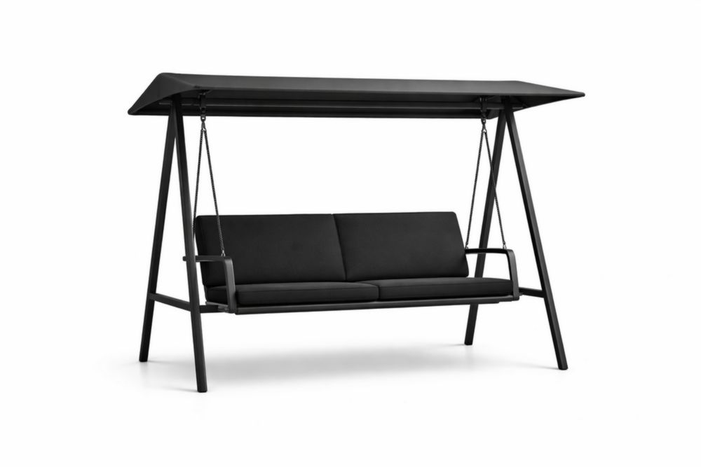 Balancelle de jardin en acier avec toit et coussins, longueur 200 cm