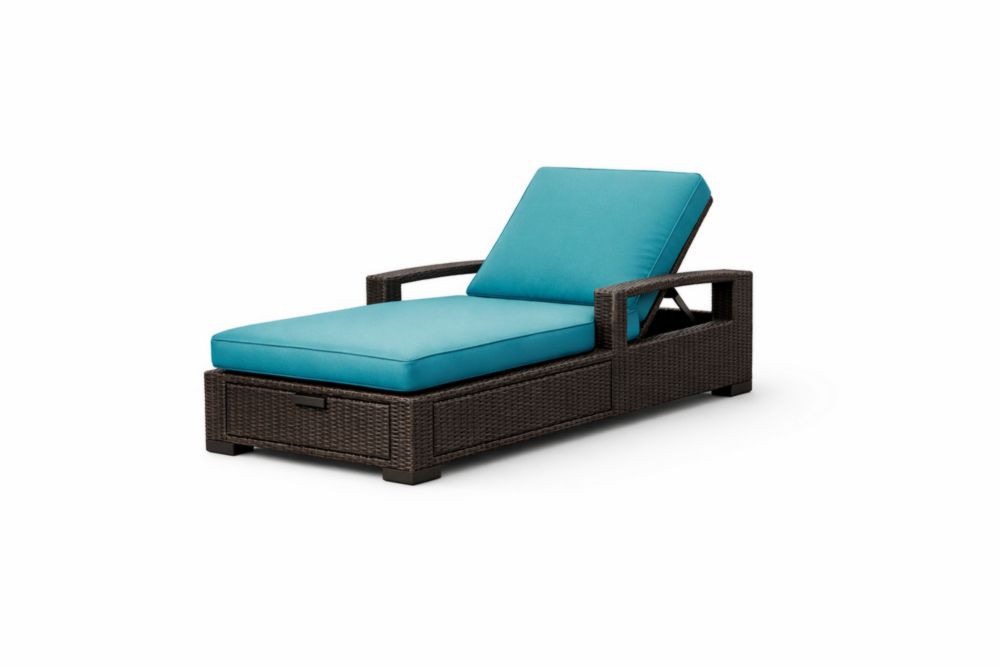 Chaise Longue en Polyrotin avec Coussins en Polyester Bleu