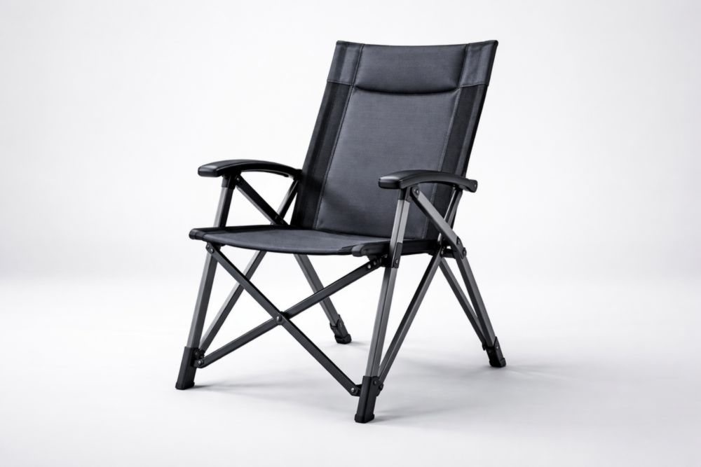 Chaise pliante extérieure aluminium tissu polyester noir