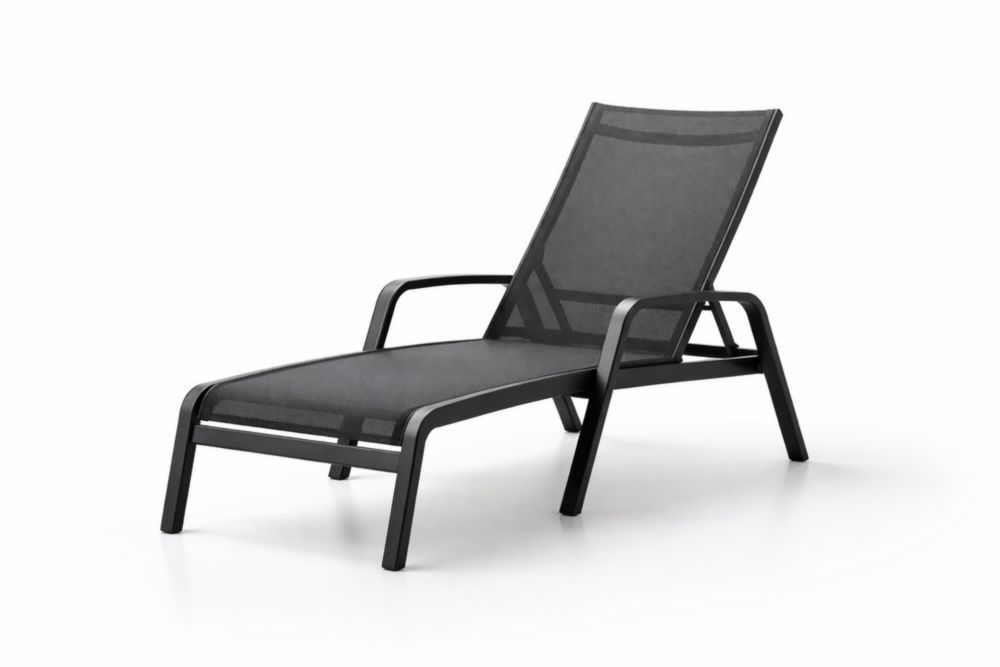 Chaise Longue de Jardin Aluminium et Textilène Noir